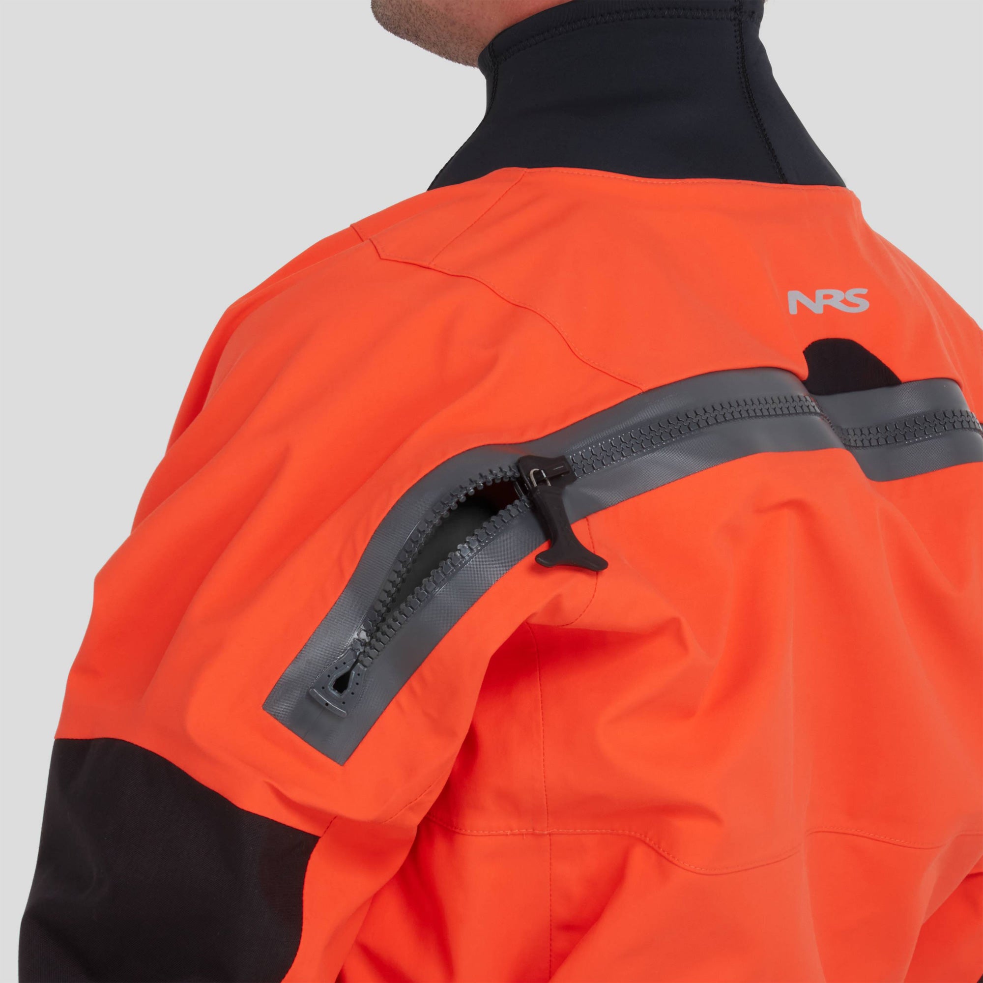 close up of YKK  zip on the goretex pro NRS Phenom drysuit