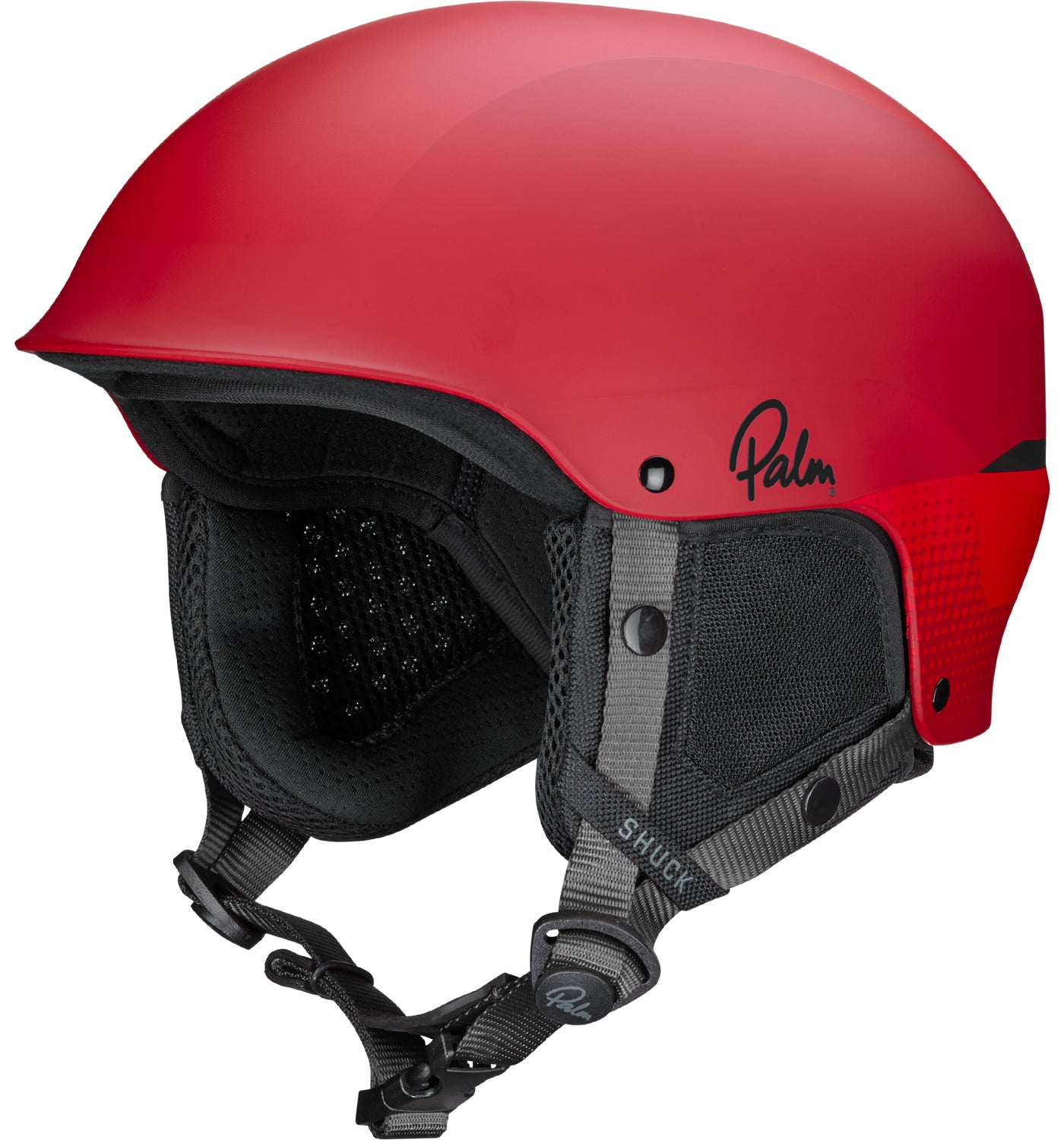 The Chilli Red Shuck 2.0 Watersports helmet, made by Palm Equipment