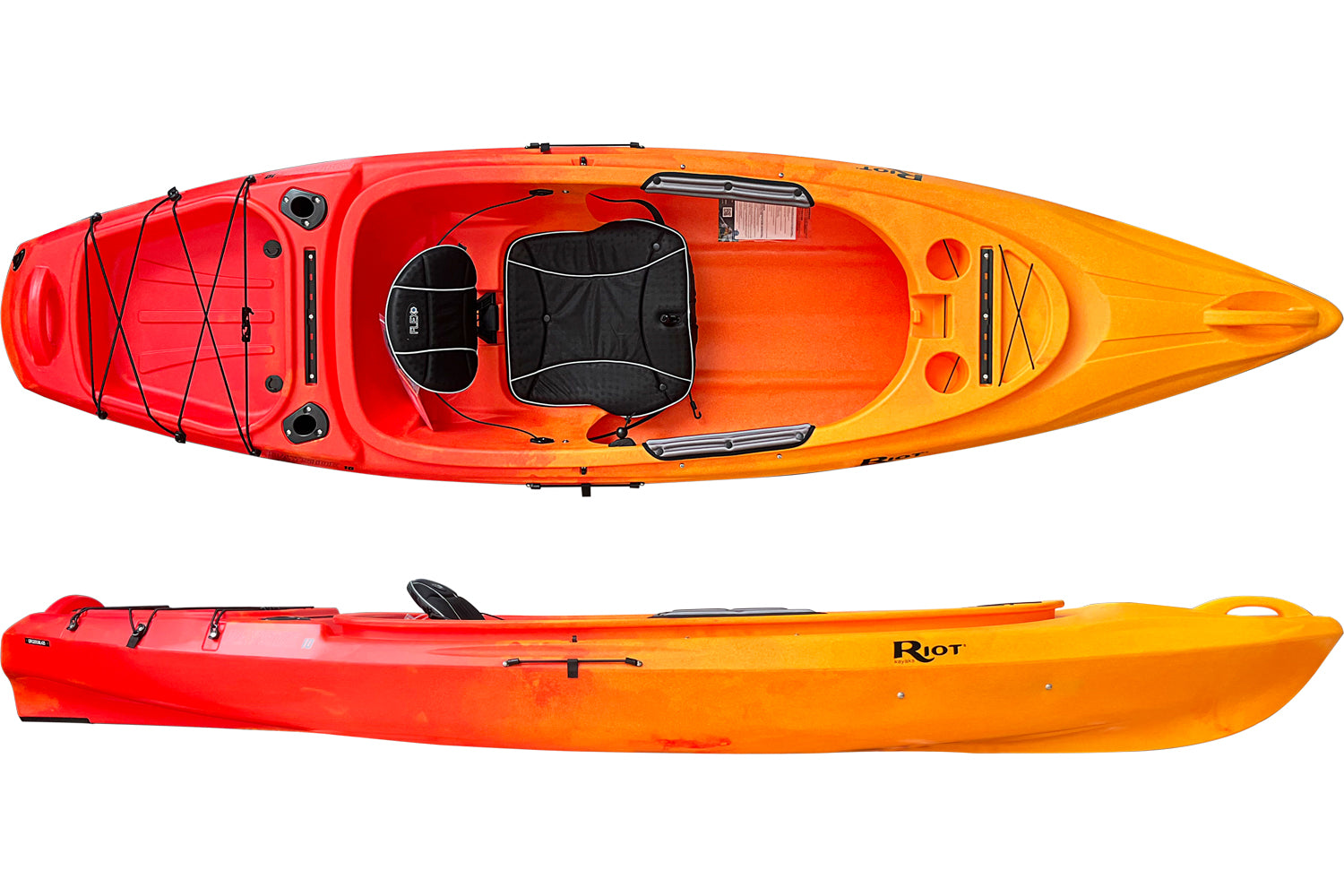 The Riot Bayside 10 Kayak with Large Open Cockpit, in Sunset colour